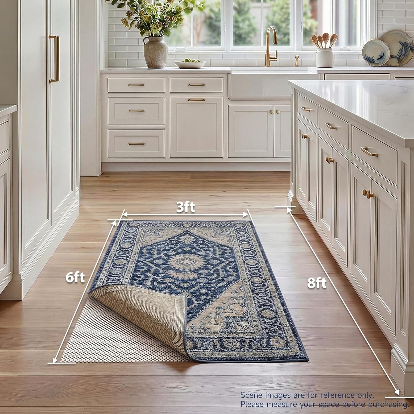 Veken Non Slip Rug Pad Gripper 8 x 10 Feet Extra Thick Pads for Any Hard Surface Floors, Keep Your Rugs Safe and in Place, Under Carpet Anti Skid Mat - Colors A