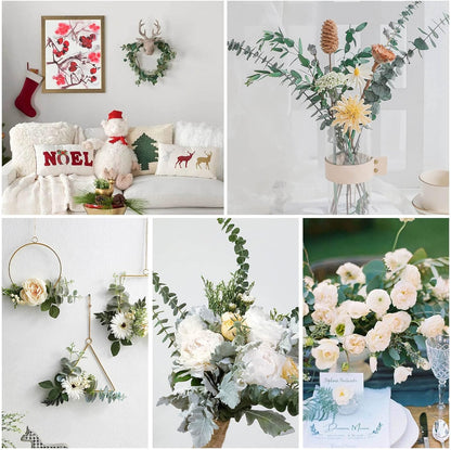 52 PCS Mix Dried Eucalyptus & Lavender Flowers Bundles for Shower, 17'' Natural Real Hanging Silver Dollar Eucalyptus Leaves Stems, Fragrance Fresh Plants Home Bathroom Decor (52pcs)