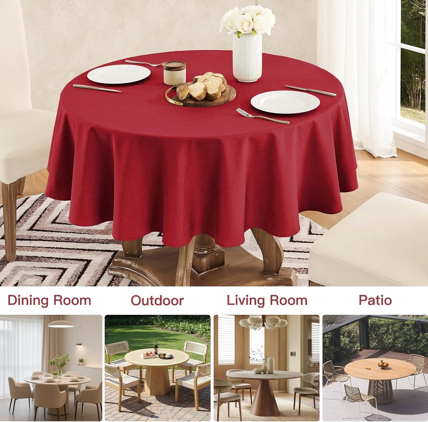 Veblandy Rectangle Tablecloth Waterproof Linen Textured Table Cloth Stain and Wrinkle Resistant Washable, Decorative Fabric Table Cover for Dining, Party and Camping (Sage Green, 52 * 70)