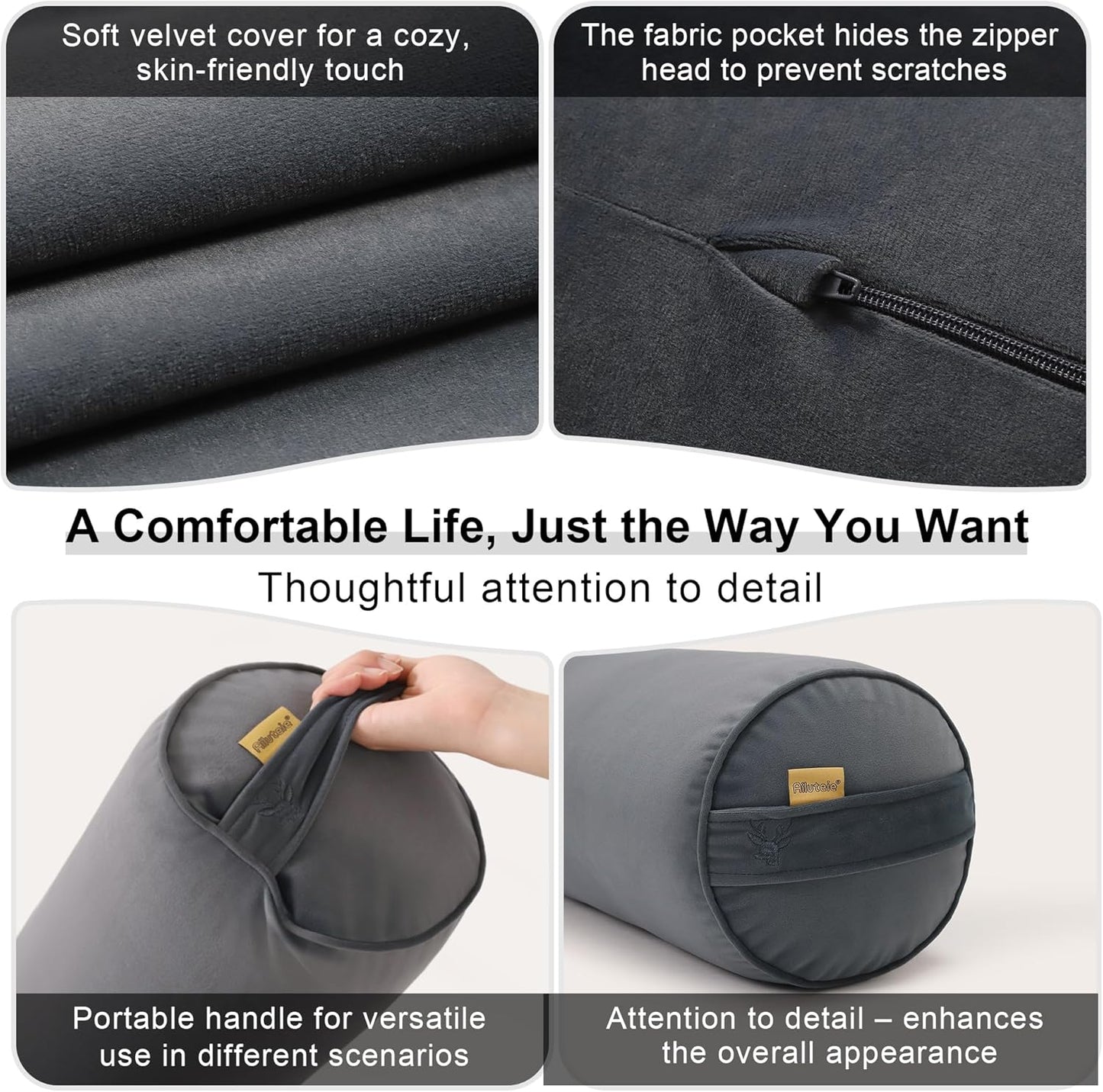 Body Pillow for Adults,Long Round Pillow,Big Cylindrical Pillow,Large Full Bolster Pillows for Side Sleepers (Steel Gray, 47.24"*7.87")