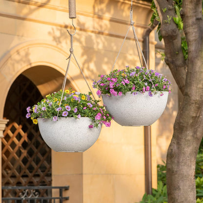 LA JOLIE MUSE Large Hanging Planters - 13 Inch Flower Pots Outdoor Indoor, Hanging Garden Planters Set of 2, New Iron Color