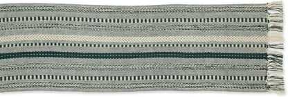 DII Farmhouse Braided Stripe Table Runner Collection, 15x72 (15x77, Fringe Included), Black