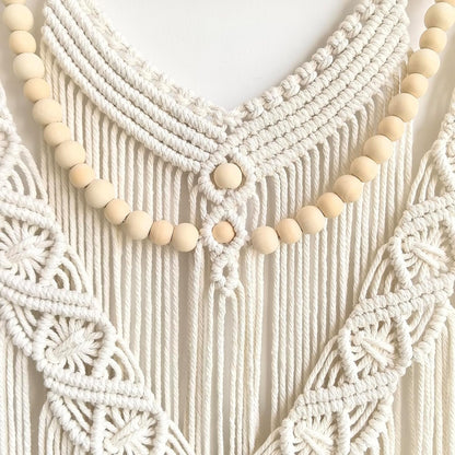 Achart Macrame Wall Hanging Large- Boho Wall Decor- large wall art- Wall Decor Living Room- Macrame Tapestry Boho Decor for Bedroom (Wooden Bead)