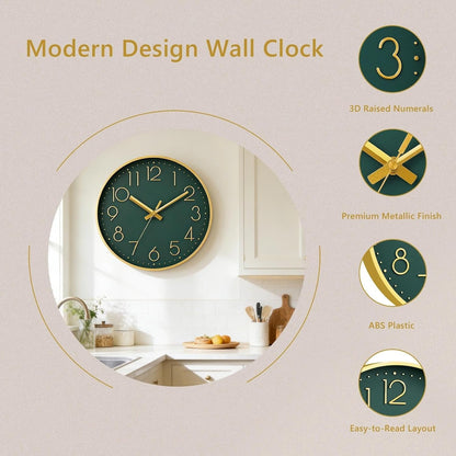 DAXSMY Wall Clock - 8 Inch Silent Non-Ticking Modern 3D Wall Clocks Battery Operated - Decorative Clock for Kitchen, Home Office, Bathroom, Bedroom(Rose Gold)