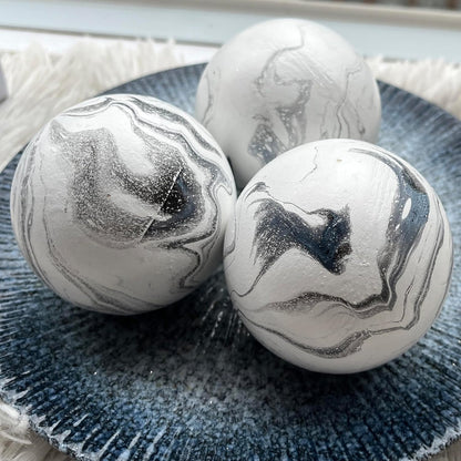 Set of 6 Decorative Orbs for Bowls and Vases - Circle Pattern - Resin Round Sphere Balls for Living, Dining Room Coffee Table Centerpiece Home Decor