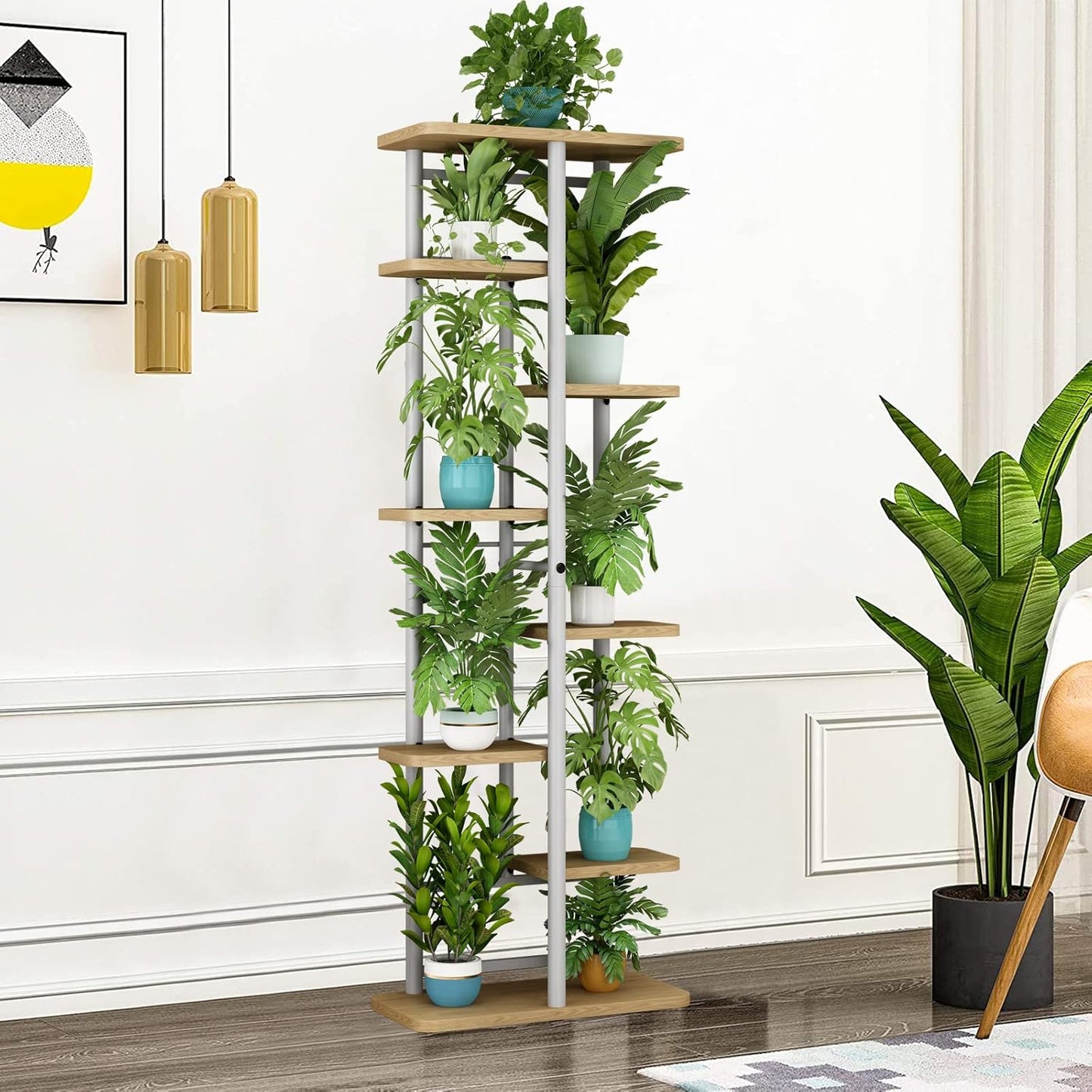 LINZINAR Plant Stand Indoor 4 Tier 5 Potted Multiple Plant Shelf Stands for Garden Corner Balcony Living Room Black