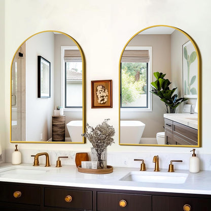 FICTOR Bathroom Mirror for Wall, Arched Vanity Bathroom Mirror for Over Sink, Metal Framed with HD Shatter-Proof Glass for Entryway, Living Room,Bedroom(2 Pack 24” x 36”, Black)