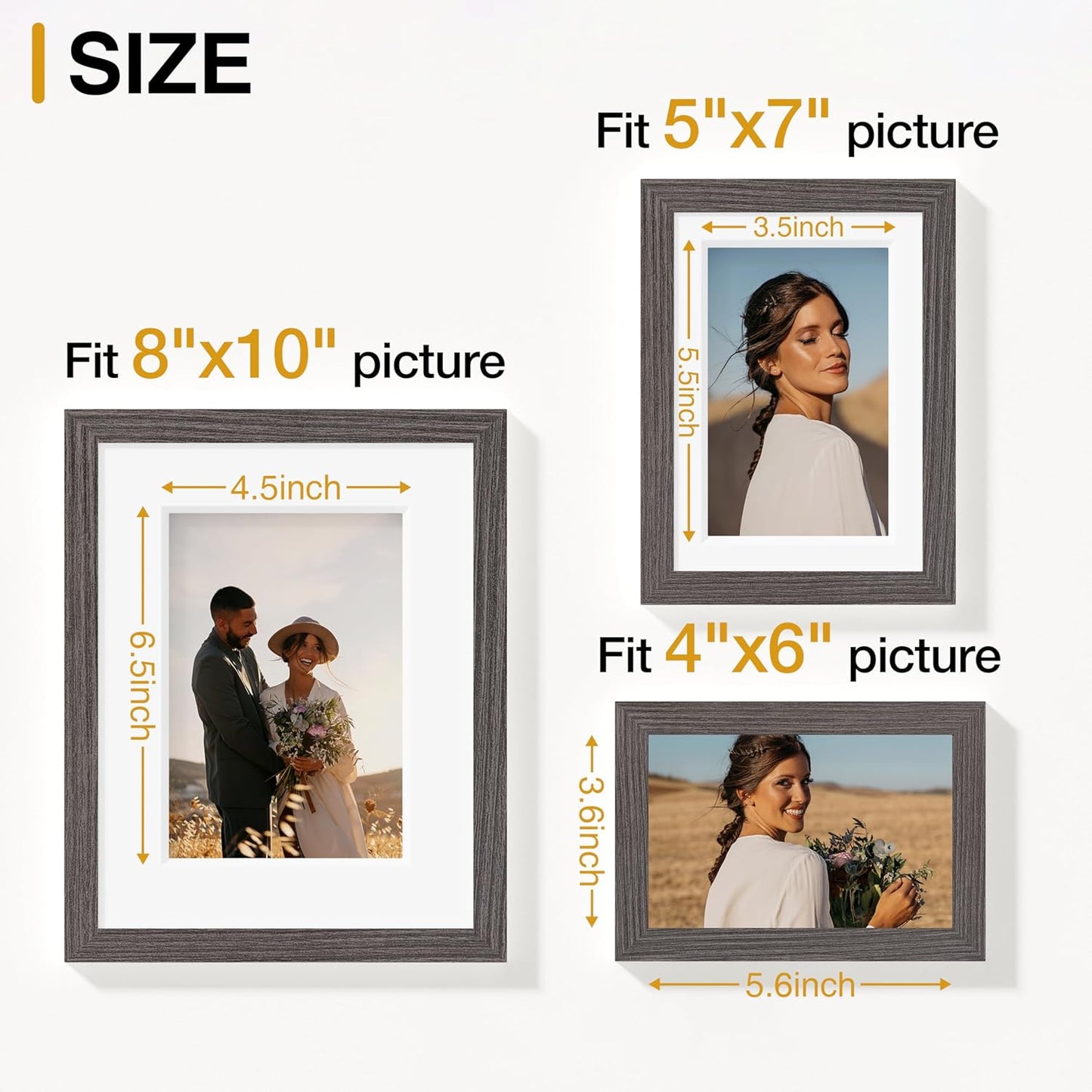 Vittanly 15 Pack Picture Frames Collage Wall Decor for Mounting or Tabletop Display, Gallery Frame Set for Family, Multi Sizes Including 3pcs 8x10, 6pcs 5x7, 6pcs 4x6, Black