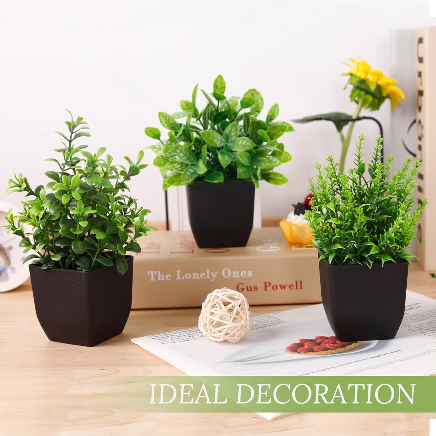 Der Rose 4 Pack Fake Plants Mini Artificial Greenery Potted Plants for Home Decor Indoor Office Table Room Farmhouse Bathroom Decor
