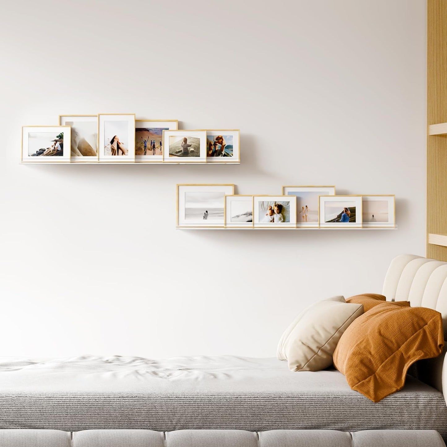 upsimples 6 Pack Acrylic Shelves for Wall Storage, 15" x 4“ Floating Bookshelves for Kids, Display Shelf Organizer for Bathroom, Bedroom, Living Room, Kitchen, Room Decor, Clear