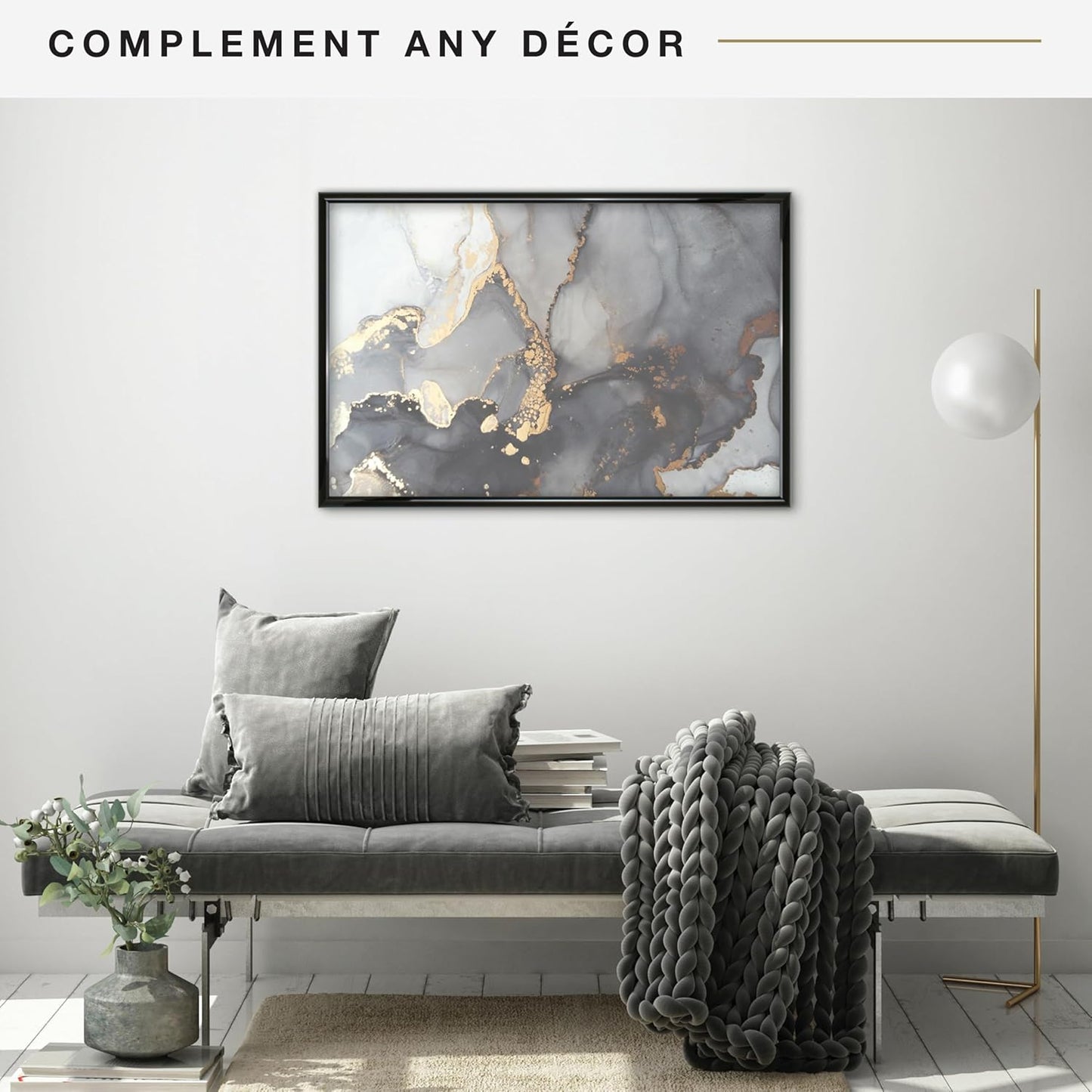 MCS Trendsetter 24x36 Poster Frame Black High-Gloss, Vertical & Horizontal Wall Hanging Large Picture Frame for Photos, Posters & Art Prints (1-Pack)