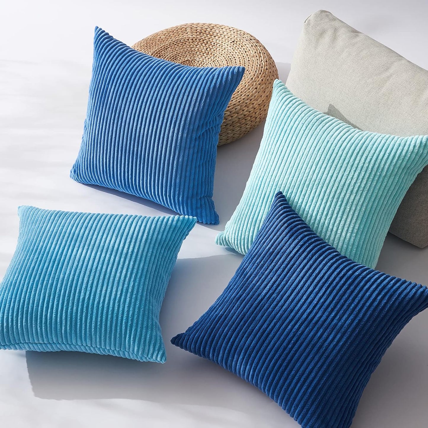 Topfinel Decorative Throw Pillow Covers Cushion Cases, Set of 4 Soft Velvet Modern Double-Sided Designs, Mix and Match for Boho Farmhouse Fall Home Decor (18x18 inch, Orange/Teal)