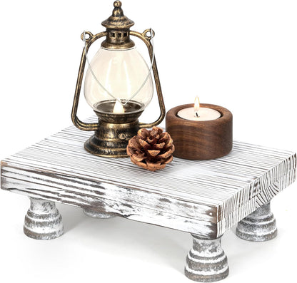 EOSAHR Farmhouse Riser for Room Decor : Decorative Pedestal Stand For Display Your Home Decorations and Uniquely Soap Stand - Rustic Bathroom Counter Tray and Kitchen Decor (Natural Wood)