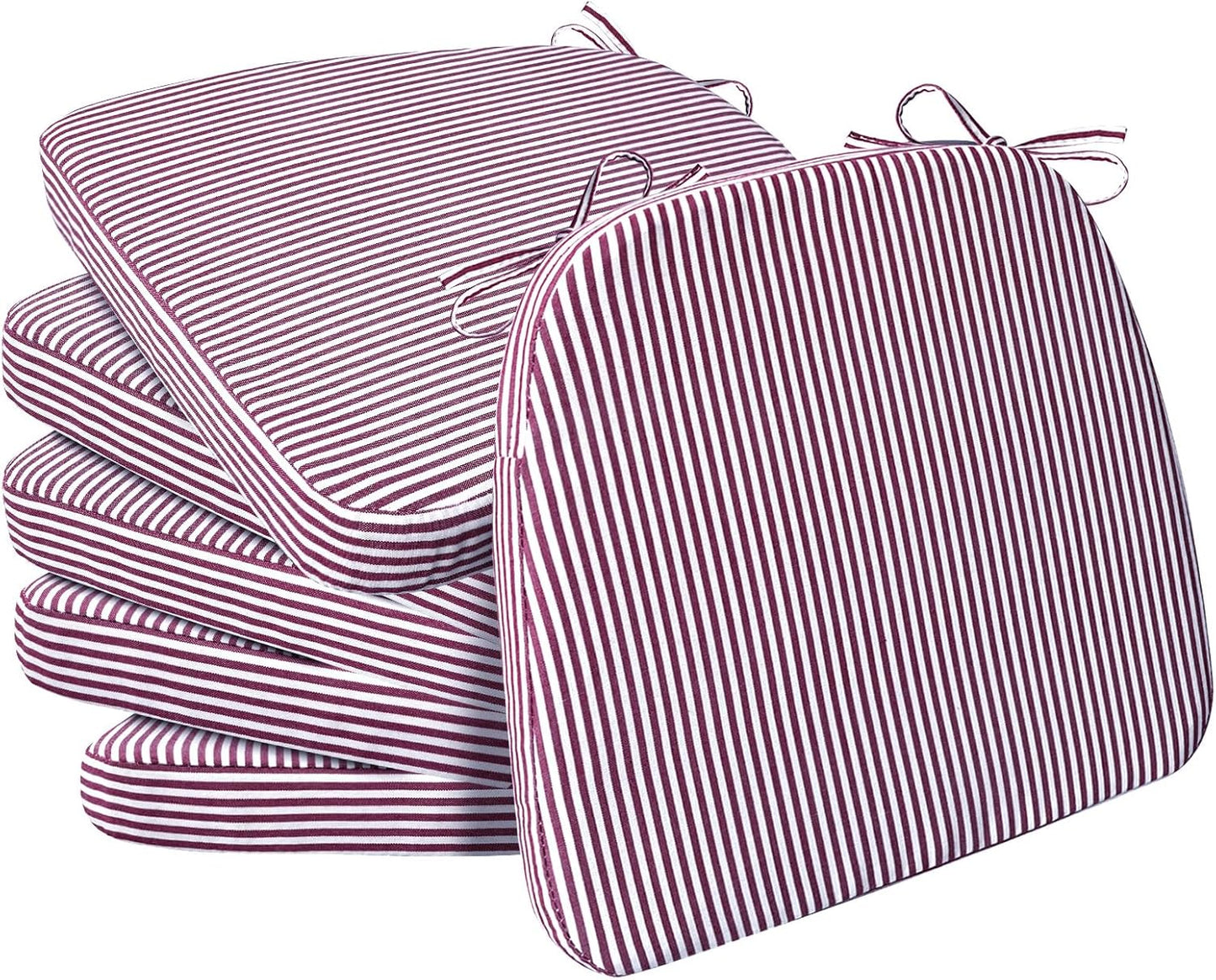 AAAAAcessories D-Shaped Chair Cushions, 2" Thick Dining Chair Pads with Ties and Removable, Machine-Washable Cover, 17" x 16", Set of 4, Oatmeal Beige - Colors B