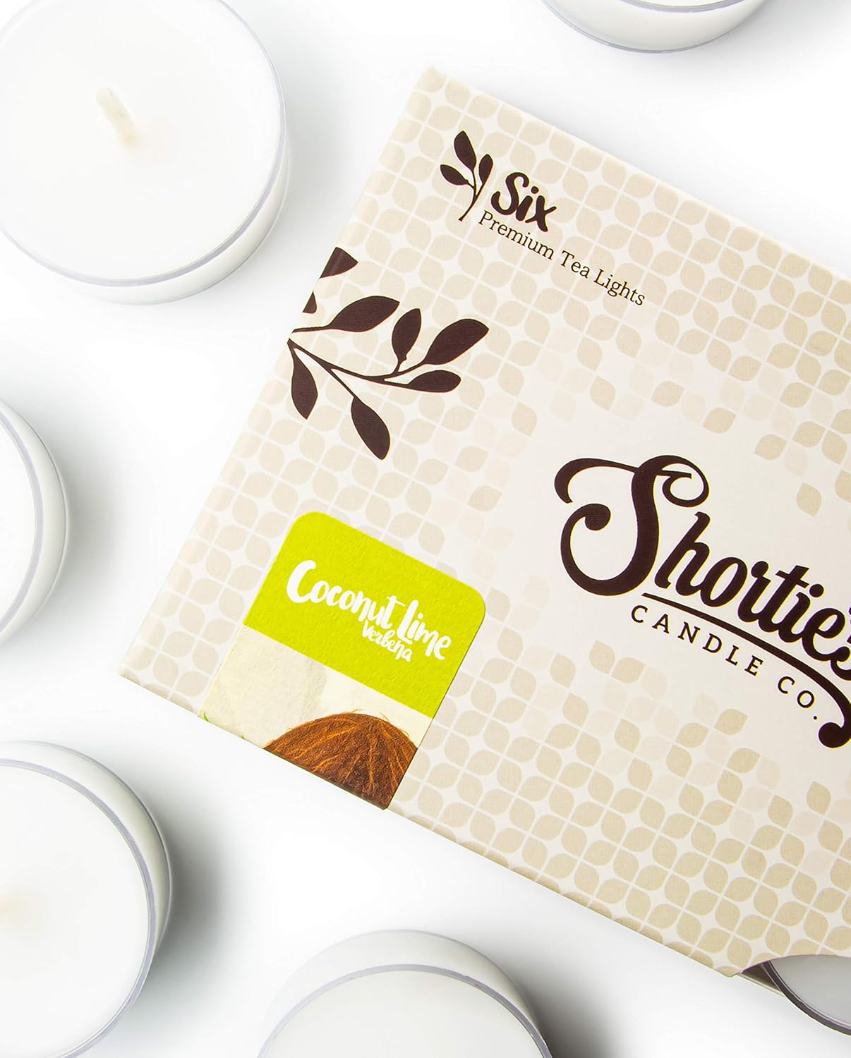 Shortie's Candle Company Coconut Cove Premium Tealight Candles - 6 White Highly Scented Tea Lights - Beautiful Candlelight - Made in the USA - Fruit & Berry Collection