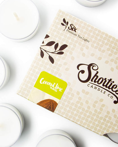 Shortie's Candle Company Coconut Cove Premium Tealight Candles - 6 White Highly Scented Tea Lights - Beautiful Candlelight - Made in the USA - Fruit & Berry Collection
