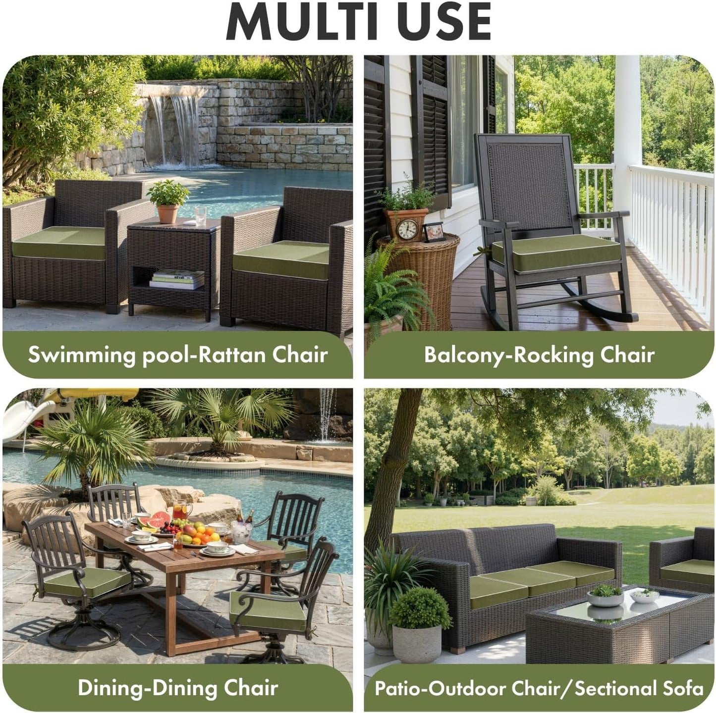 MIULEE Beige Outdoor Bench Cushion Set of 1, 48x18x3 Inch Waterproof Patio Seat Cushions for Swing and Outdoor Furniture Couch Sofa, 3 Year Color Fastness High Density Foam with Adjustable Ties