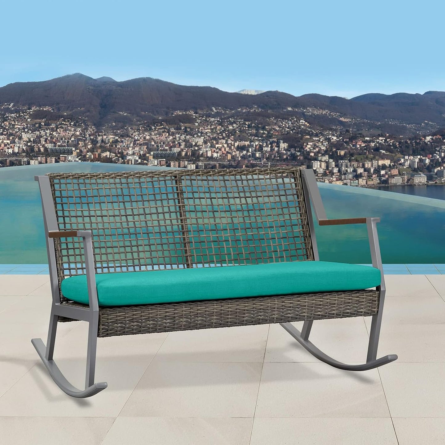 idee-home Outdoor Bench Cushion Waterproof, Bench Cushions for Outdoor Furniture, Patio Porch Swing Replacement Seat Pad with Ties for Garden Backyard, 48 x 18 Inch Red