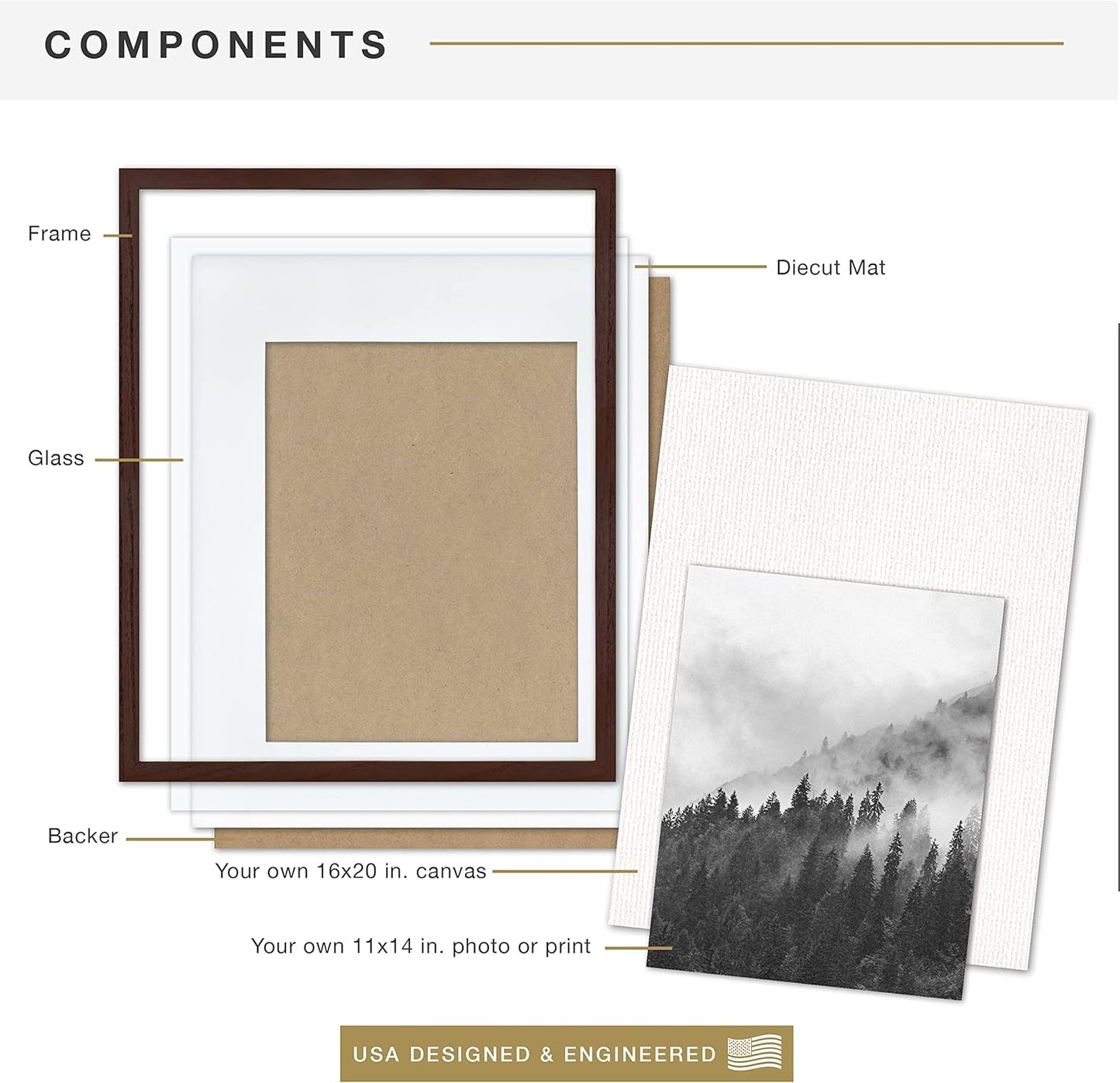 MCS Canvas Float Frames 8x10 Frame, Black Frame for Finished Canvases, Vertical & Horizontal Wall Hanging Frame with Adhesive for Canvas Paintings (1-Pack)