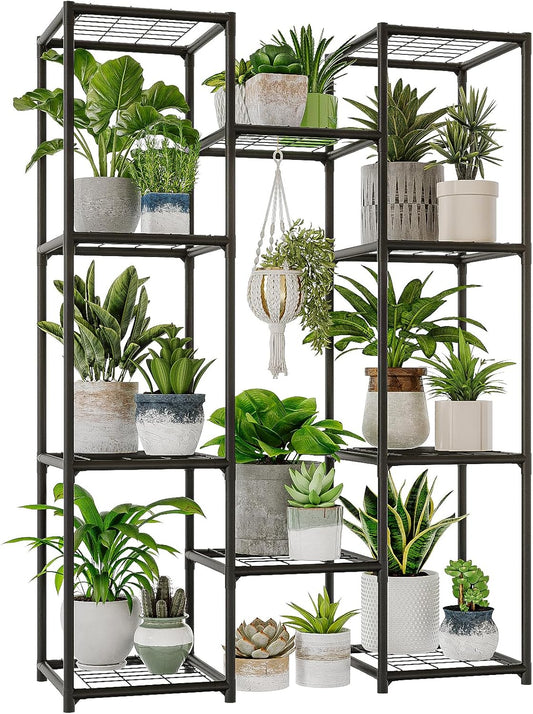 Bamworld Plant Stand Indoor Outdoor Tall Plant Shelf for Multiple Plants Pots Wood Flower Stand Large Flower Holder for Living Room, Patio, Balcony, Garden Decor, Brown