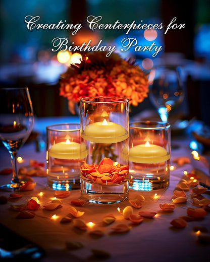 Homemory 24 Pack 3” Flameless Led Floating Candles, 200 Hour White Battery Operate Waterproof Tealights for Cylinder Vases, Centerpieces at Wedding Decor, Party, Pool