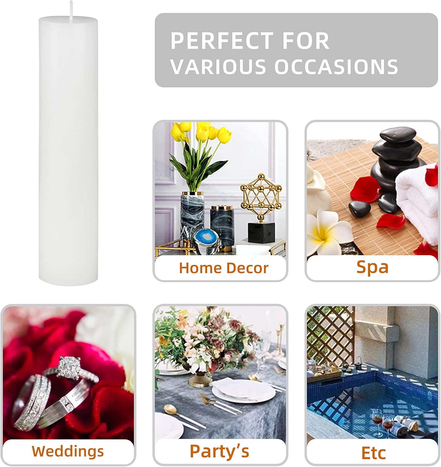 Jeco 9 Inch White Pillar Candle