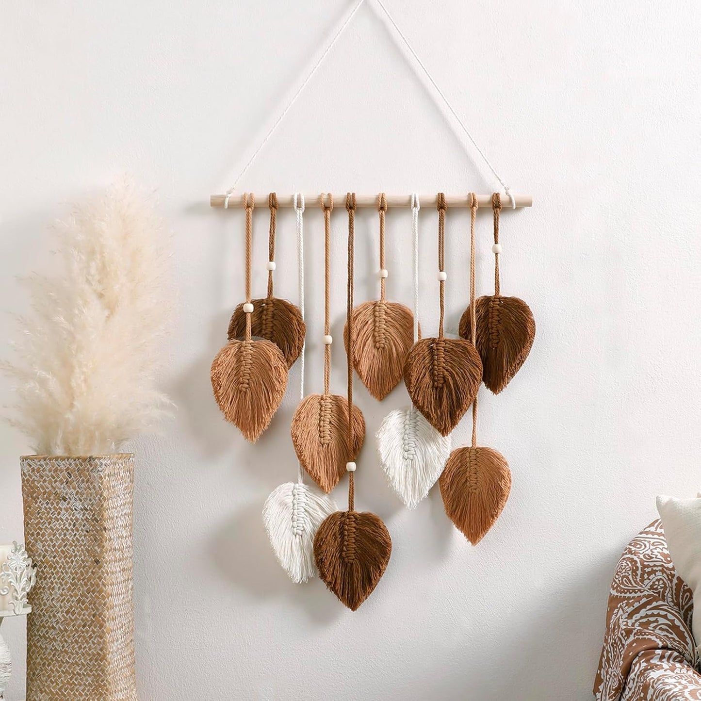 Artilady Macrame Wall Hanging -Handmade Sage Green Leaf Wall Tapestry,Boho Decorations for Bedroom Living Room Bathroom,Earthy Room Decor,Wedding Birthday for Women Girls