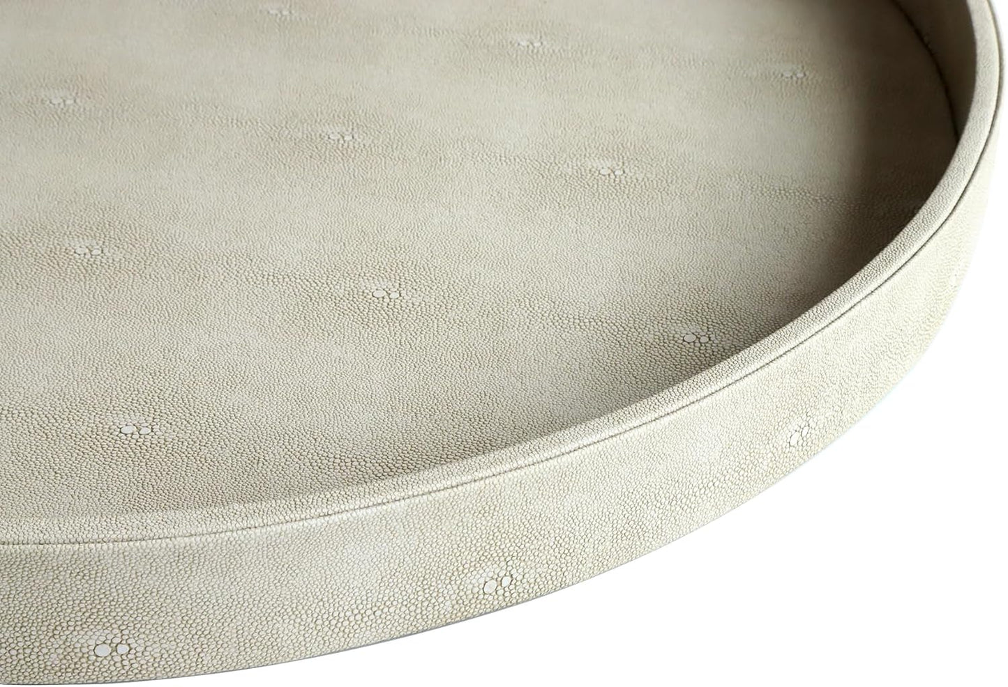 HofferRuffer Round Serving Tray 20'', Elegant Faux Leather Circle Ottoman Table Tray, Serve Tea Coffee Breakfast in Bedroom Living Room Kitchen (Brown)
