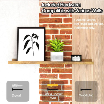 White Floating Shelves for Wall Decor, Wall Mounted Wood Storage Shelf for Bedroom, Living Room, Bathroom, Kitchen, Nursery, Display Picture Ledge Shelf with Lip Set of 2-14 Inches, White