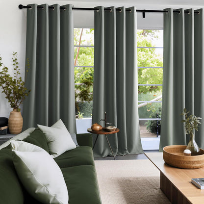 NICETOWN Halloween Pitch Black Solid Thermal Insulated Grommet Blackout Curtains/Drapes for Bedroom Window (2 Panels, 42 inches Wide by 63 inches Long, Black) - Colors C