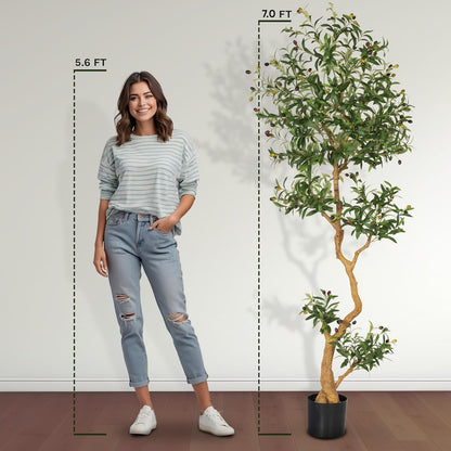 Fake Olive Tree 6.0 Feet – Artificial Plants Indoor, Faux Olive Tree, Fake Tree for Home Decor, Faux Trees Indoor for Living Room, Office, Bedroom – Tall Artificial Trees for Home, Designer Tree