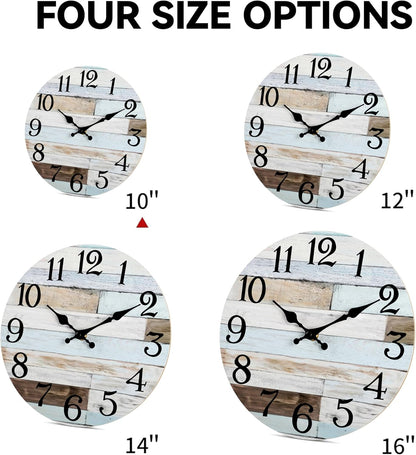 KECYET Wall Clock Battery Operated 8 Inch Silent Non Ticking Coastal Design Country Rustic Retro Decorative for Bathroom Kitchen Living Room Bedroom