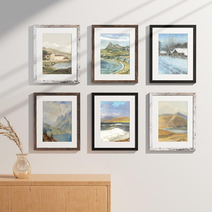Vittanly 8x10 Picture Frames Set of 9, Shatter Resistant Plexiglass, Display 5x7 Pictures with Mat or 8x10 without Mat, Photo Frames for Wall or Tabletop, Engineered Wood, Black - Colors B