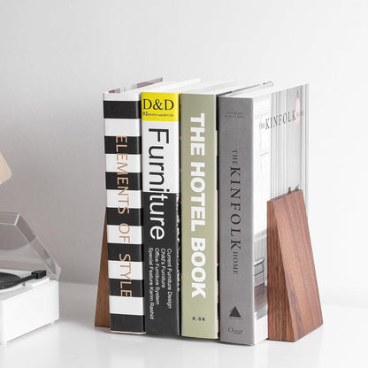 Muso Wood Book Ends, Thickened Wooden Bookends for Heavy Books, Creative Decorative Bookends for Shelves, Non-Skid Book Ends, Handmade Acacia Wood Bookends