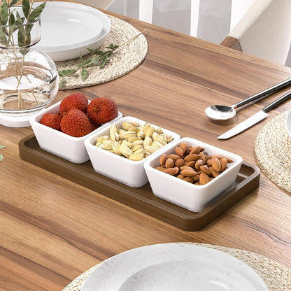 Bathroom Vanity Tray for Countertop - Bamboo Organizer Tray for Dresser Tops, Toilet, Perfume Small Decorative Tray Wood Tray for Home Decoration 11.81” L x 6.1” W x 0.79” H Black