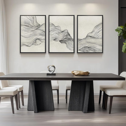 Large Framed Black and White Abstract Wall Art for Living Room, 3 Piece Big Modern Canvas Prints Paintings Artwork for Walls, Minimalist Abstract Art Pictures for Hallway, Office Wall Decor 24x36 In