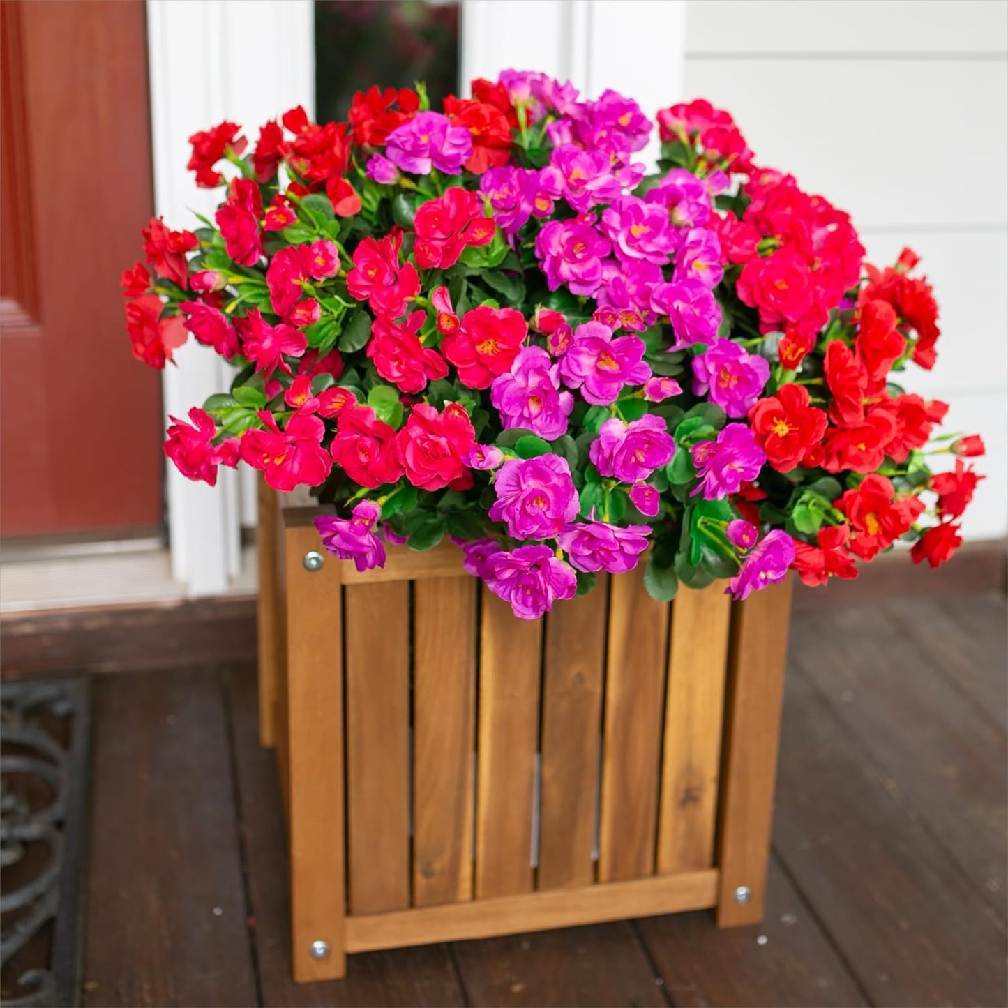 Ivydale Artificial Fake Flowers Plants for Outdoor Outside Spring Decor, Faux Silk Yellow Camellia UV Resistant Look Real for Planter Pot Porch Patio Balcony Garden Yard, 3 Large Bundles