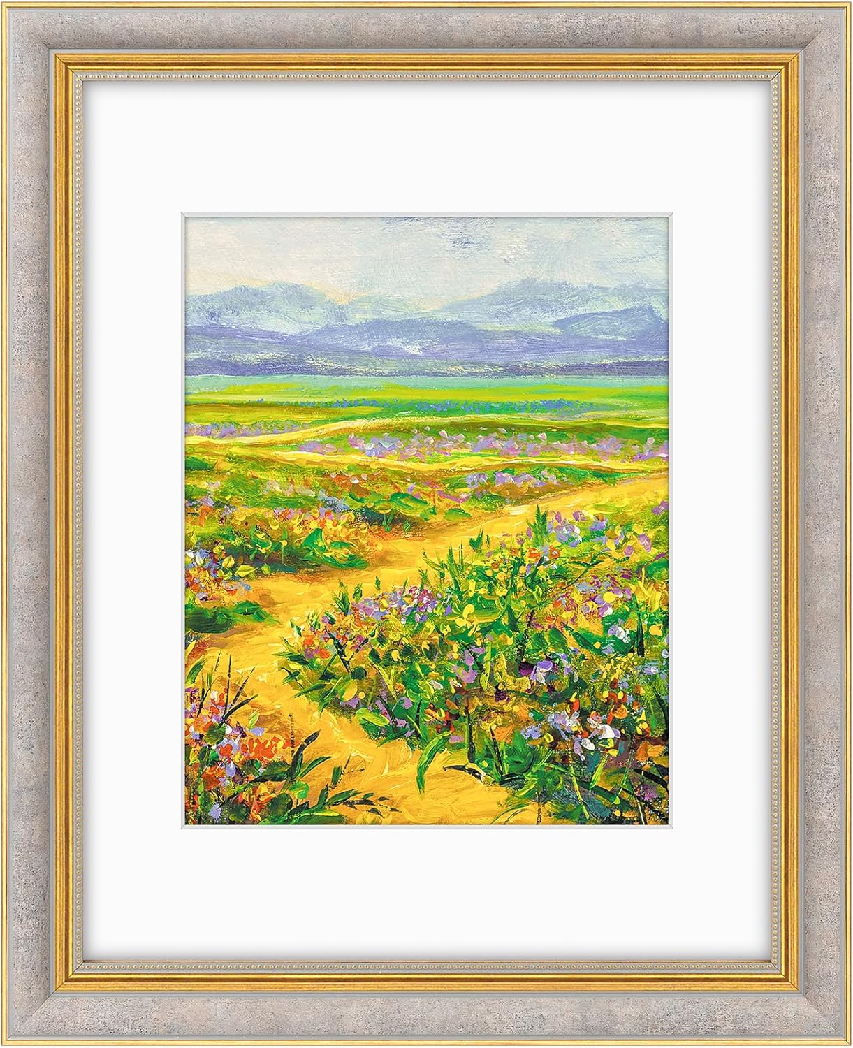 Golden State Art,11x14 Ornate Picture Frame for 8x10 Photo with Mat or 11 x 14 Prints without Mat,Real Glass Wall Display(Color:Green Gold)