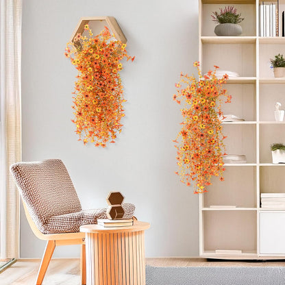 INQCMY Artificial Fake Hanging Flowers Plants for Outdoor Summer Decoration,2 PCS Faux Silk Daisy with Eucalyptus Leaves,UV Resistant Look Real for Outside Home Planter Porch Patio Balcony Yard Decor