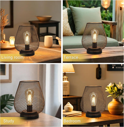 JHY DESIGN Set of 2 Metal Cage LED Lantern Battery Powered Cordless Accent Light with LED Great for Weddings Parties Patio Events for Indoors Outdoors