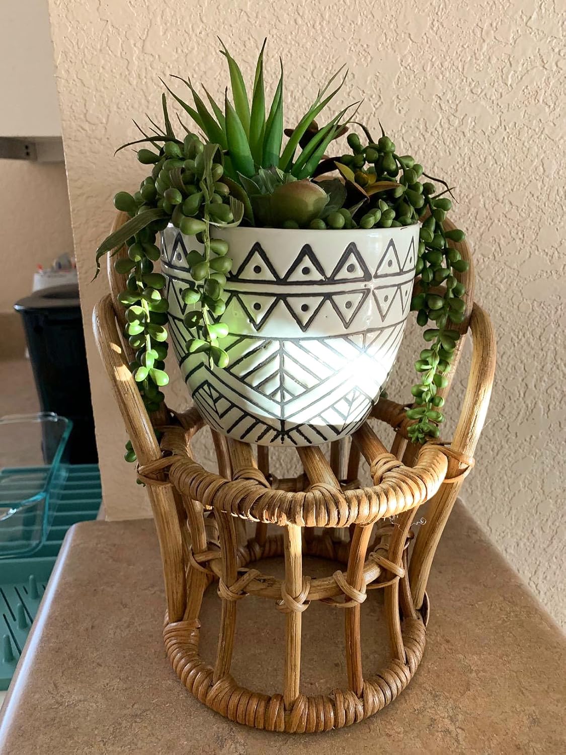 RECUTMS 6pcs Artificial Succulents Hanging Plants Fake Hanging String of Pearls Plant Faux Greenery Wall Plants for Spring Indoor Outdoor Home Bedroom Patio Garden Easter Decor