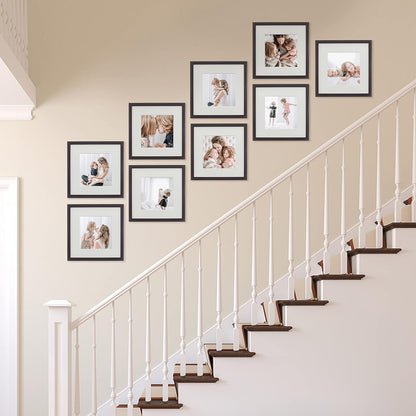 Sheffield Home 9 Piece Gallery Wall Frame Set, 11x14 in. matted to 8x10 in. (Matte Black)