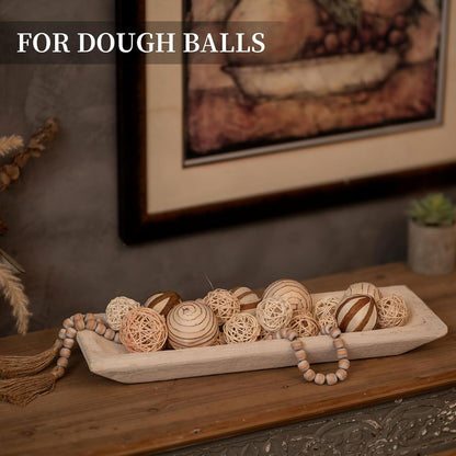 Hanobe Decorative Wooden Dough Bowl: Wood Bowl Decor for Entry Table Decor Coffee Table DecorDining Room Kitchen Decor, Brown
