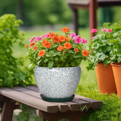 6 Inch Plant Pot - Ceramic Pots for Plants with Drainage Hole and Saucer, Round Succulent Planter Indoor Outdoor, Modern Flower Pot for Snake Plants, Home Decor, Gifts for Plant Lover, Blue