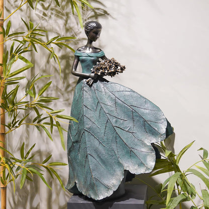 Guichifun Fairy Statue Collection Home Decoration - Leaf Angel Girls Resin Modern Table Decor for Living Room Office Sculpture Decor for Women Indoor Rustic Figurines Gift 5 x 3 x 7.5 Inch