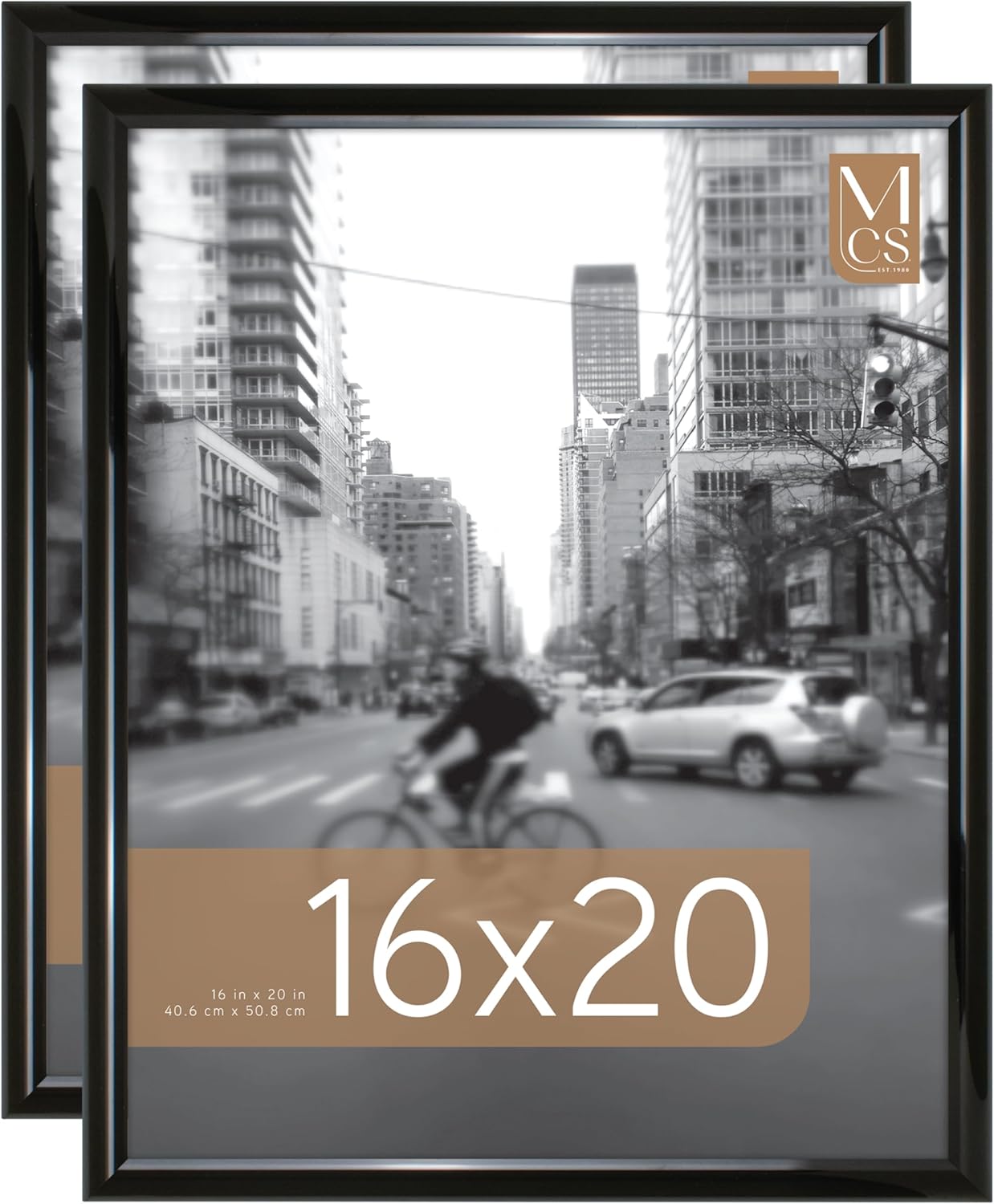 MCS Trendsetter 24x36 Poster Frame Black High-Gloss, Vertical & Horizontal Wall Hanging Large Picture Frame for Photos, Posters & Art Prints (1-Pack)
