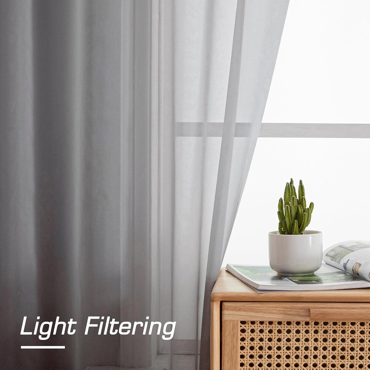 OWENIE Sheer Curtains 84 inches Long 2 Panels Set for Living Room/Bedroom, Rod Pocket Voile Sheer Panel Drapes, White, 2pcs, Each 42" W x 84" L - Colors B