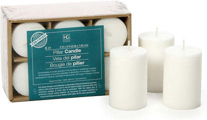 Hosley 2x3 High Pillar Candles, Set of 6. White, Unscented. Bulk Buy. Ideal for Wedding, Emergency Lanterns, Spa, Aromatherapy, Party, Reiki, Candle Gardens O4