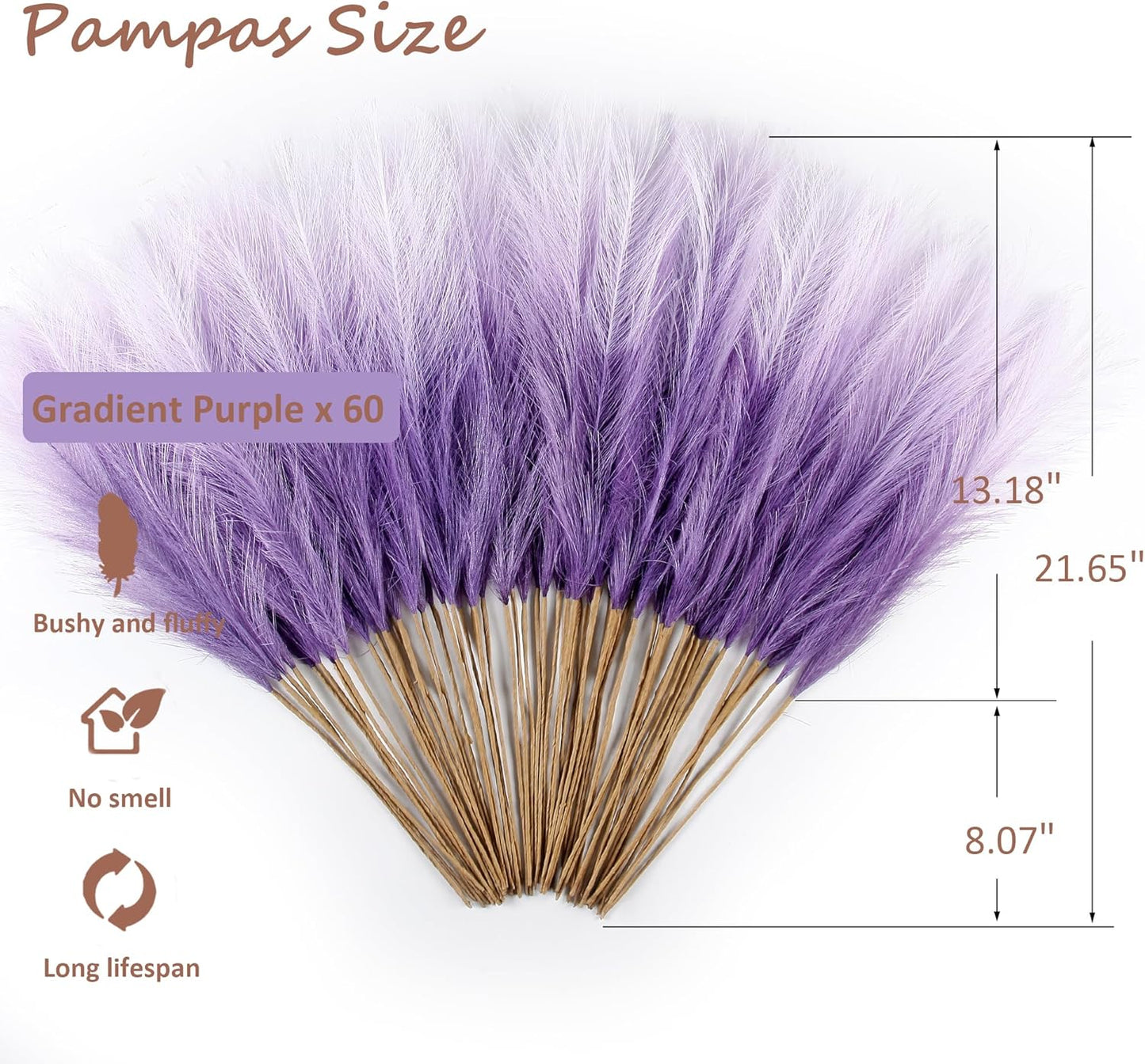 20Pcs Navy Blue Gradient and White Faux Pampas Grass Decor, 21.7"" Pompas Grass Flower Arrangement and Vase Filler for Boho Home Wedding Decoration, Black
