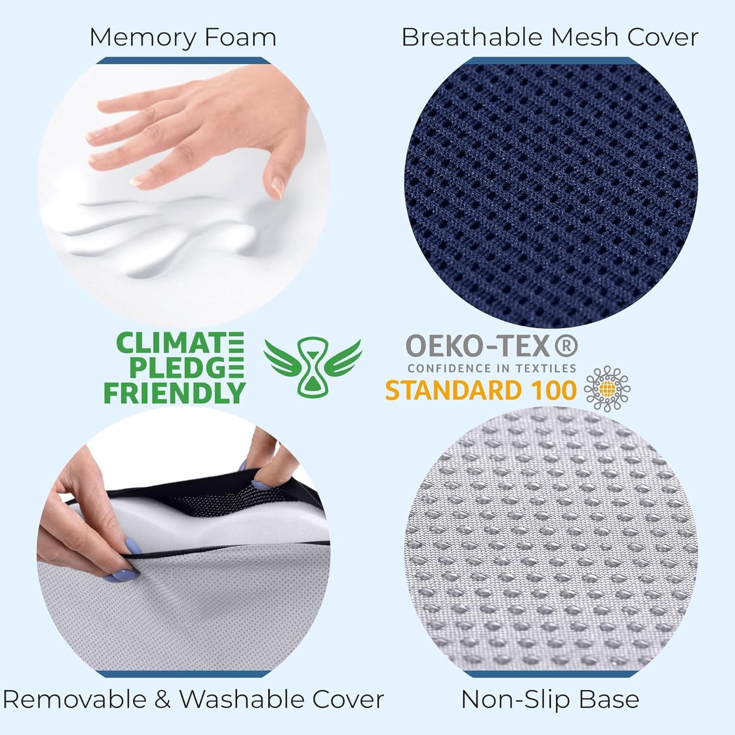 5 STARS UNITED Seat Cushion - Memory Foam Chair Cushion for Tailbone Pain Relief - Ergonomic Support for Coccyx, Sciatica & Butt - Office, Desk & Gaming Chair, Car Seat, Wheelchair, Airplane, Black